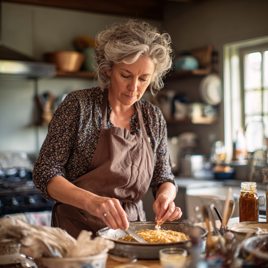Жінка 53 роки готує беглютенову страву